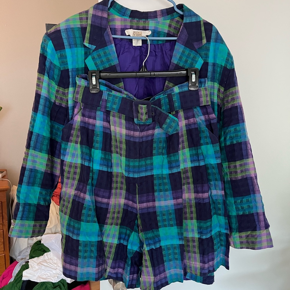 Vintage Jason Roberts Women’s Plaid Suit Short Set